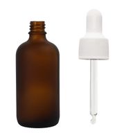 50 ml gefrostete bernsteinfarbene Glas-Tropfflasche mit weißer Pipette