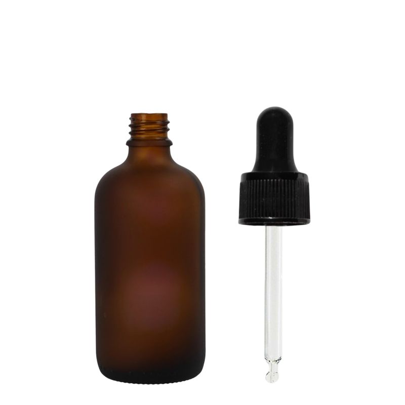 10 ml mattiertes bernsteinfarbenes Glas Tropfflasche mit schwarzer Pipette