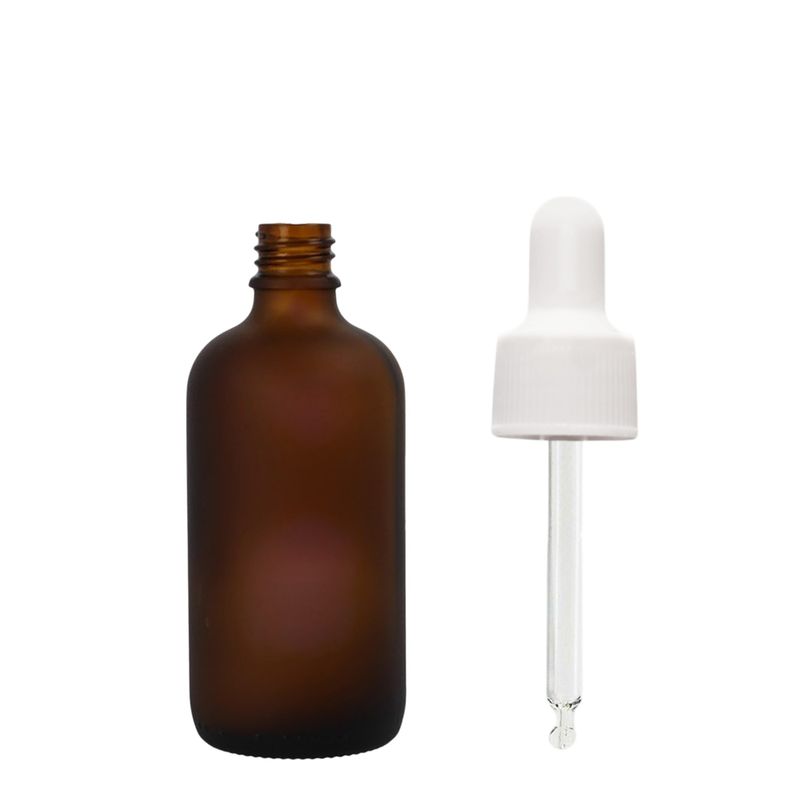 10 ml mattiertes bernsteinfarbenes Glas-Tropfflasche mit weißer Pipette