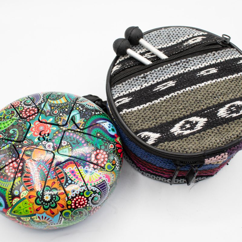 Tiefe Mittlere Happy Trommel Mandala Blatt - 14x7cm