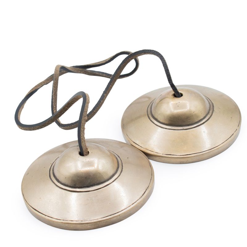 Premium Messing Tibetische Tingsha - Schlicht traditionell - ca. 7,5 cm (345 g)