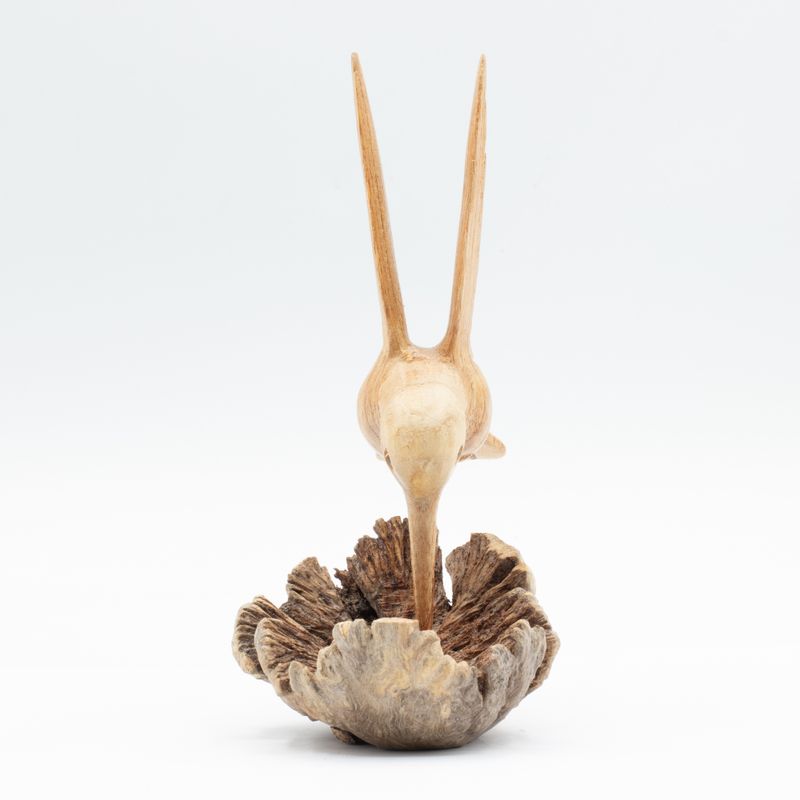 Handgefertigte Parasite-Holzkunst-Schnitzerei - Nektar trinkender Kolibri