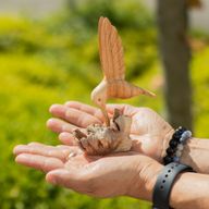 Handgefertigte Parasite-Holzkunst-Schnitzerei - Nektar trinkender Kolibri
