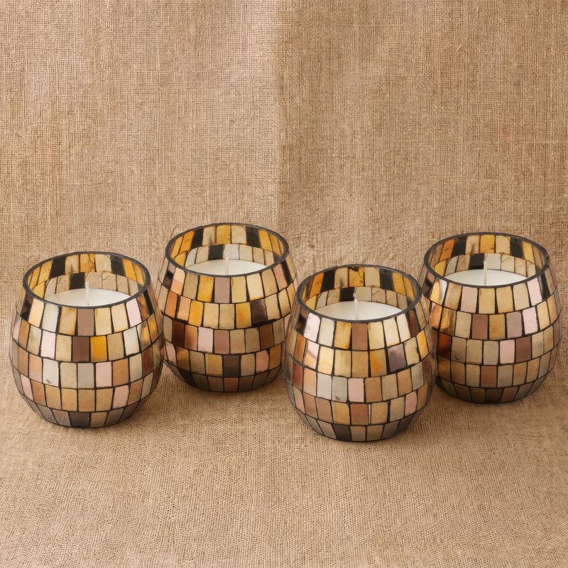 Bernstein-Mosaik - Kerzen in Gläsern - Klein