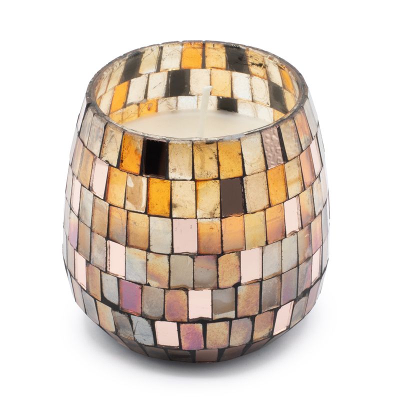 Bernstein-Mosaik - Glasgefäßkerzen - Medium