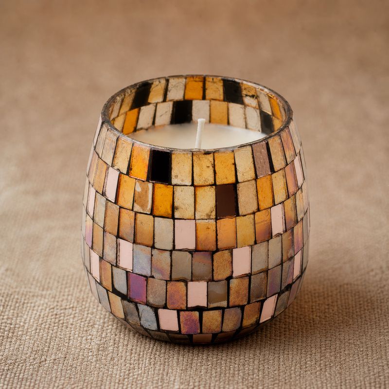 Bernstein-Mosaik - Glasgefäßkerzen - Medium