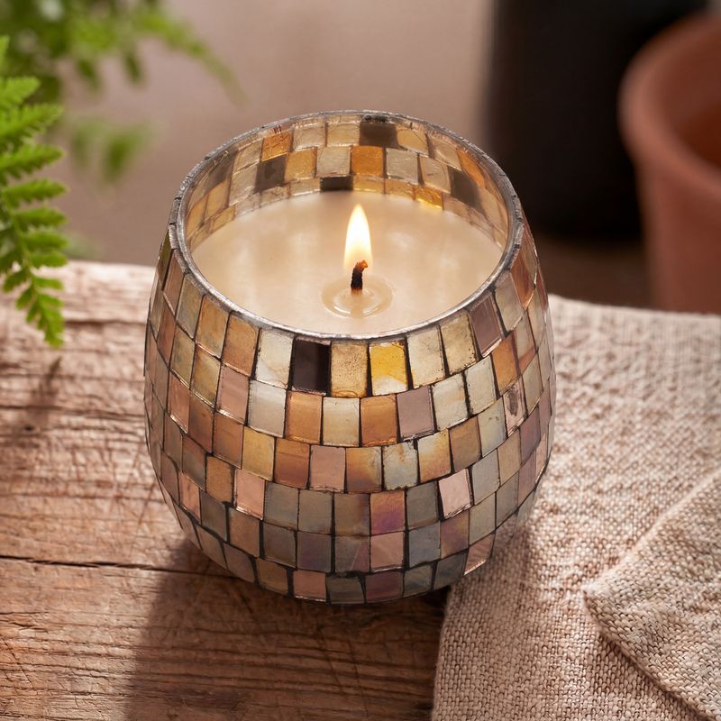 Bernstein-Mosaik - Glasgefäßkerzen - Medium