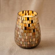 Bernstein-Mosaik - Kerzen im Glas - Hoch