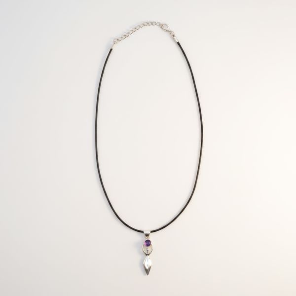 Indische Andachtsanhänger - Silberbeschichtet (45 cm Kordel) - Göttin Amethyst