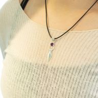 Indische Andachtsanhänger - Silberbeschichtet (45 cm Kordel) - Göttin Amethyst