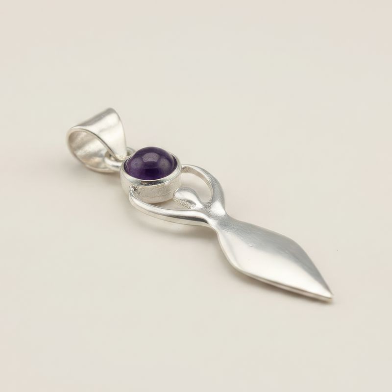 Indische Andachtsanhänger - Silberbeschichtet (45 cm Kordel) - Göttin Amethyst