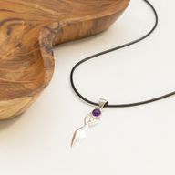 Indische Andachtsanhänger - Silberbeschichtet (45 cm Kordel) - Göttin Amethyst