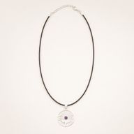Indische Andachtsanhänger – Silberbeschichtet (45 cm Kordel) – Sonnenanbetung Amethyst