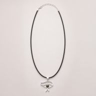 Indische Andachtsanhänger - Silberbeschichtet (45 cm Schnur) - Cleopatra-Auge - Iolith