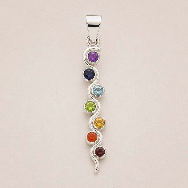 Indische Andachtsanhänger - Silberbeschichtet (45 cm Schnur) - Schlangen-Chakra