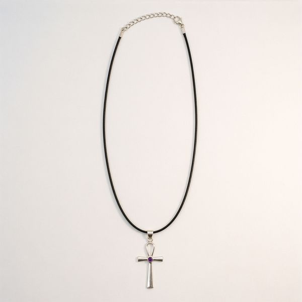 Indische Devotionalanhänger - Silberbeschichtet (45 cm Kordel) - Ankh-Symbol des ewigen Lebens