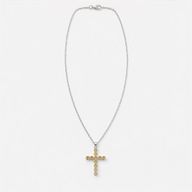 Indische Gebetsanhänger - Silberbeschichtet (45 cm Kette) - Citrin-Kreuz