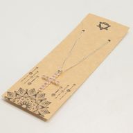 Indische Andachtsanhänger - versilbert (45 cm Kette) - Rosenquarz-Kreuz