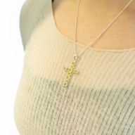 Indische Andachtsanhänger - Versilbert (45 cm Kette) - Peridot-Kreuz
