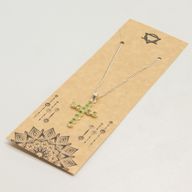 Indische Andachtsanhänger - Versilbert (45 cm Kette) - Peridot-Kreuz