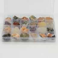 Mineralproben - 24 Stück gemischter indischer Zeolithe in einer Vitrine