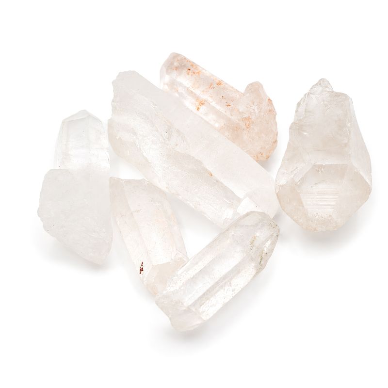 Set aus sechs Mineralproben – Himalaya-Quarz-Kristallstücke