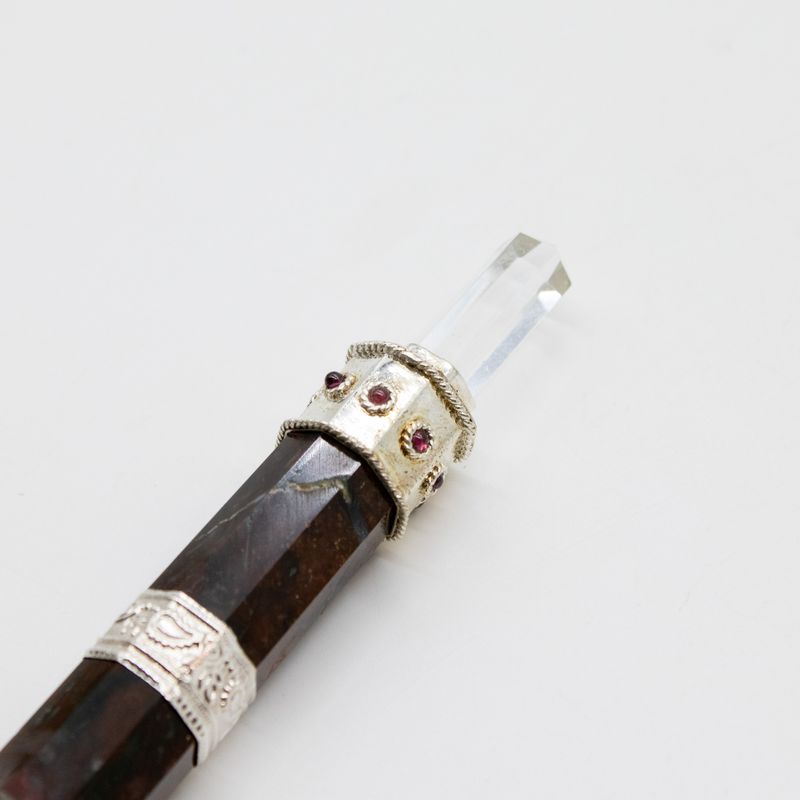 Bloodroot Soverign Zauberstab - Extra Lang Fantasie-Jaspis-Magie - Kristallkugel-Spitze - 26 cm