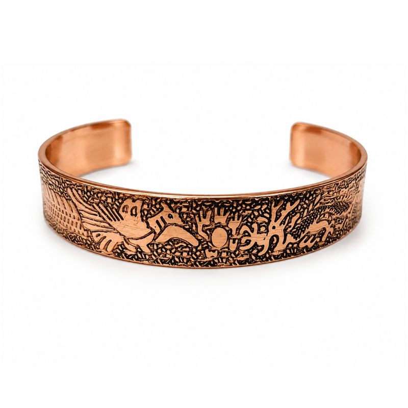 Armbänder aus massivem Kupfer – Mittelalter-Kollektion mit Affirmationsgravuren (sortiert)