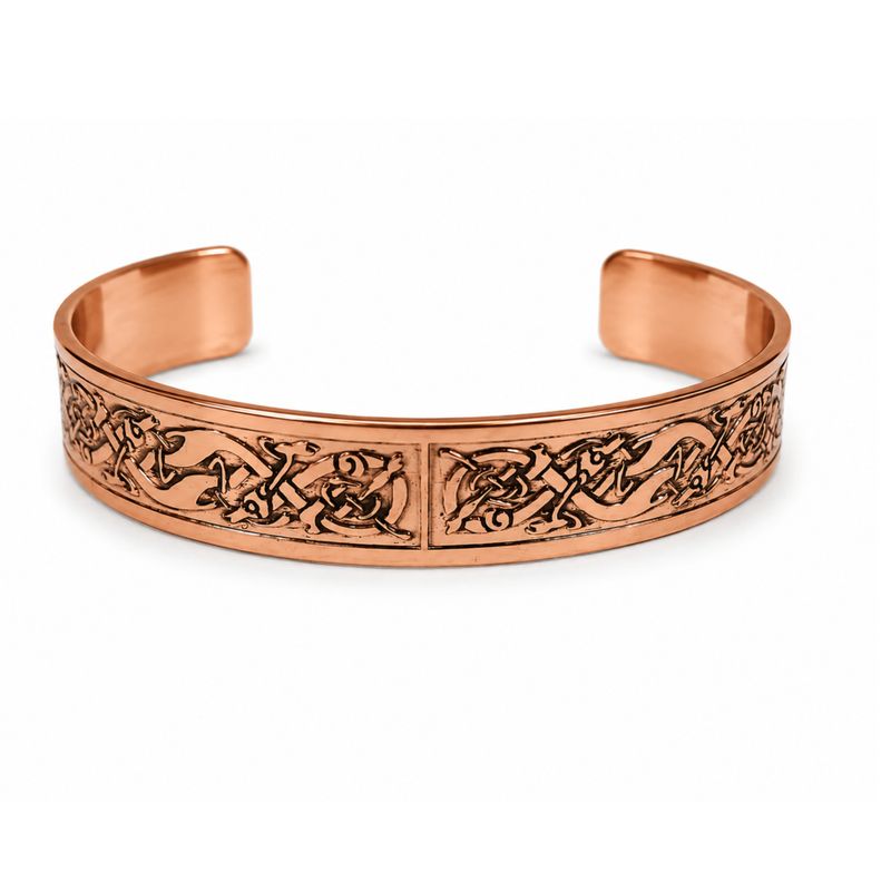 Armbänder aus massivem Kupfer – Mittelalter-Kollektion mit Affirmationsgravuren (sortiert)