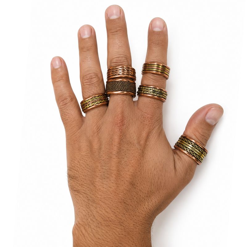 Kupferringe „Classic Banded“ – sortierte Designs & Größen