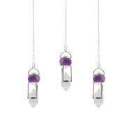 Sucher der Wahrheit - Doppel-Kraft-Pendel - Amethystkugel - doppelt terminierter klarer Quarz