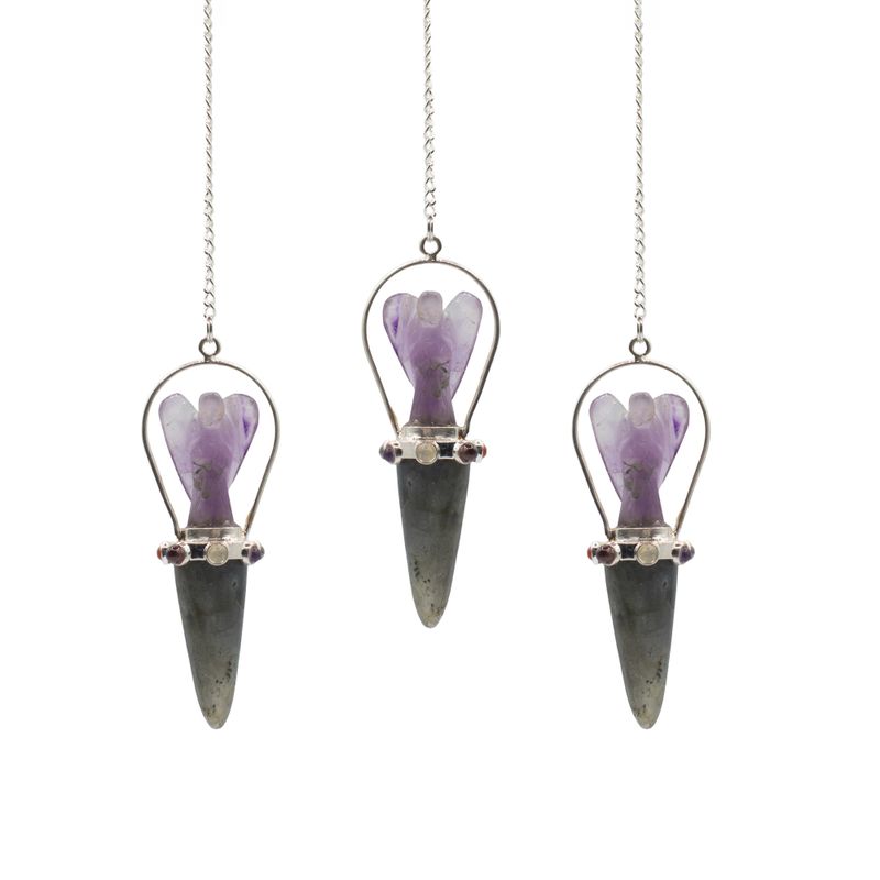 Veilwalker - Zweiteiliges Engelpendel - Chakra-Band - Labradorit & Amethyst