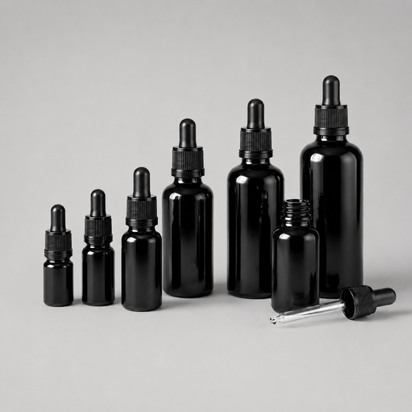 Schwarze Tropfflaschen – 5 ml bis 100 ml