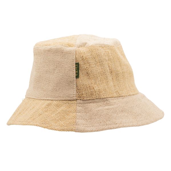 Geflickter Boho-Festivalhut aus Hanf und Baumwolle – Natur