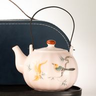 Reise-Teekannen-Set und vier Tassen - Rosa Vintage-Kürbis-Stil