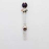 Himmlischer Prisma-Stab - Amethyst bewegliche Kristallkugel Quarzstiel - 12 cm