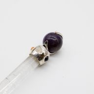 Himmlischer Prisma-Stab - Amethyst bewegliche Kristallkugel Quarzstiel - 12 cm