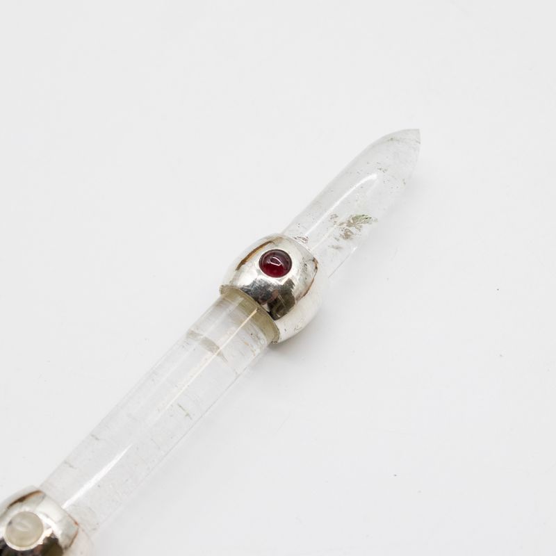Himmlischer Prisma-Stab - Amethyst bewegliche Kristallkugel Quarzstiel - 12 cm
