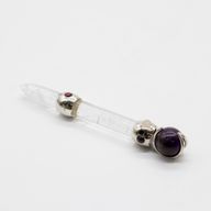 Himmlischer Prisma-Stab - Amethyst bewegliche Kristallkugel Quarzstiel - 12 cm