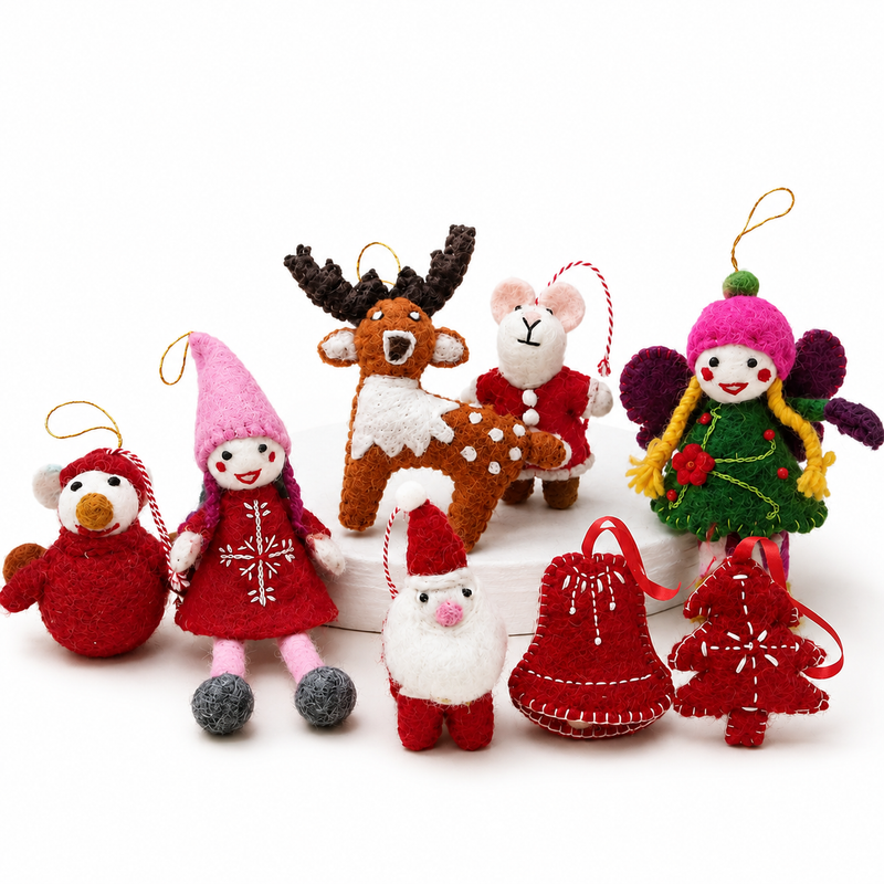 Filz-Handtaschenanhänger - Gemischte Auswahl (Niedliche Weihnachtsanhänger)