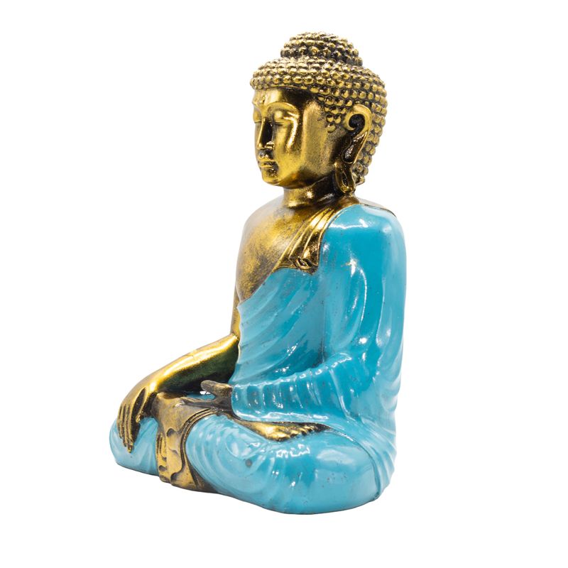 Türkis & Gold Buddha - Extra Groß 30 cm - Erdberührung (Erleuchtung)
