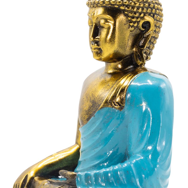 Türkis & Gold Buddha - Extra Groß 30 cm - Erdberührung (Erleuchtung)