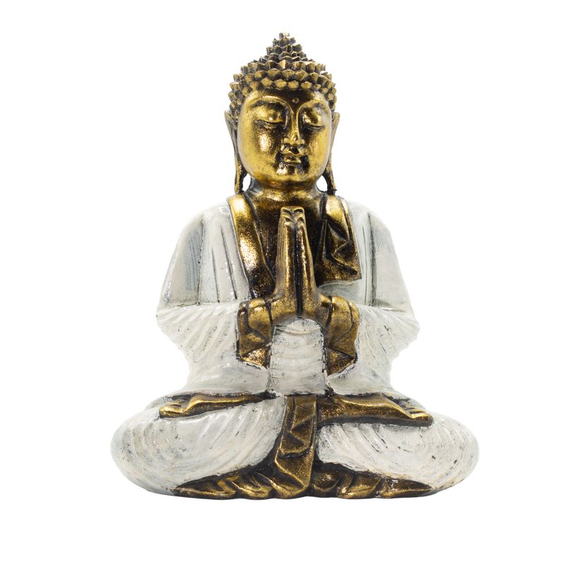 Weiß- und Gold-Buddha - Extra groß 30 cm - Namaste (Willkommen)