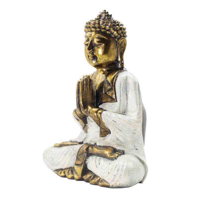 Weiß- und Gold-Buddha - Extra groß 30 cm - Namaste (Willkommen)