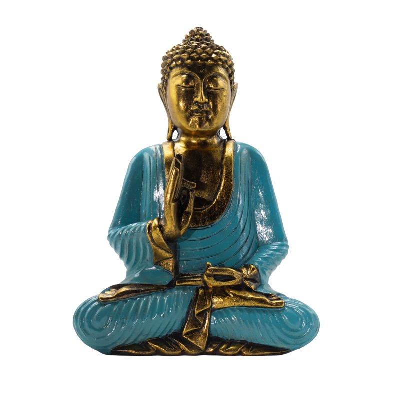 Türkis & Gold Buddha - Extra großes 40 cm - Vitarka Mudra (Weisheit)