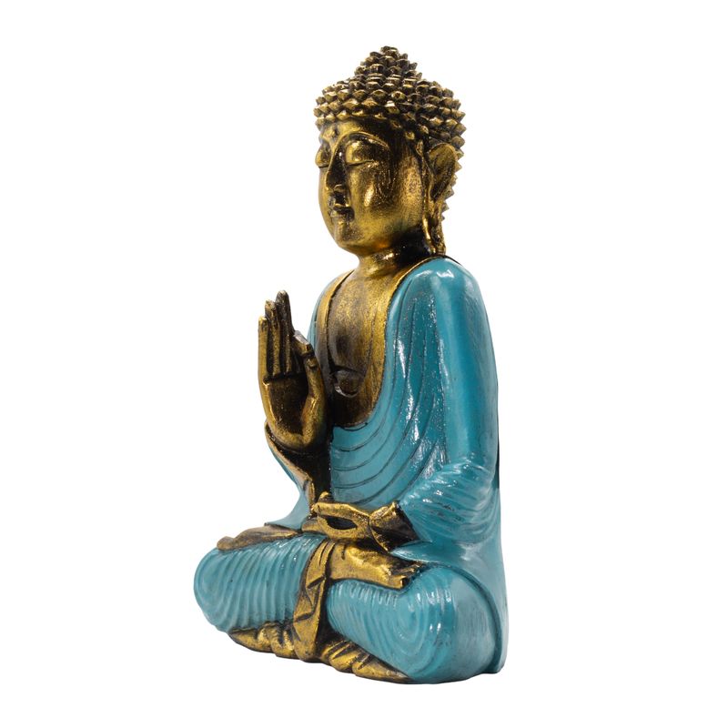 Türkis & Gold Buddha - Extra großes 40 cm - Vitarka Mudra (Weisheit)