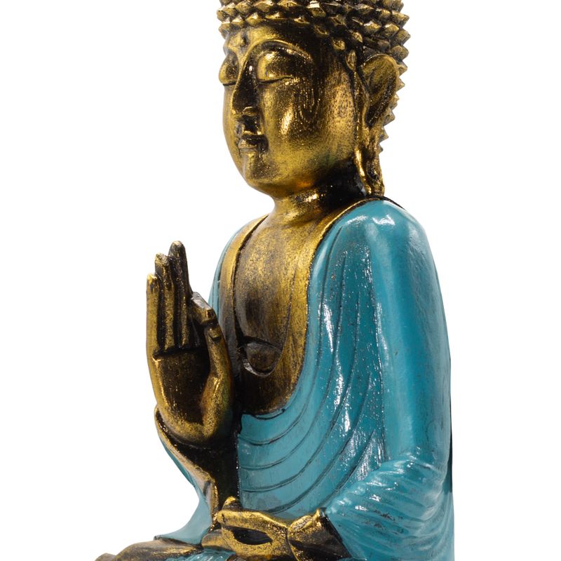 Türkis & Gold Buddha - Extra großes 40 cm - Vitarka Mudra (Weisheit)