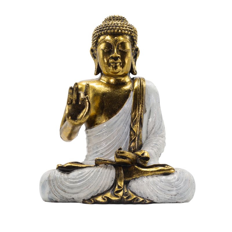 Weiß und Gold Buddha - Extra groß 40 cm - Abhaya-Mudra (Keine Angst)