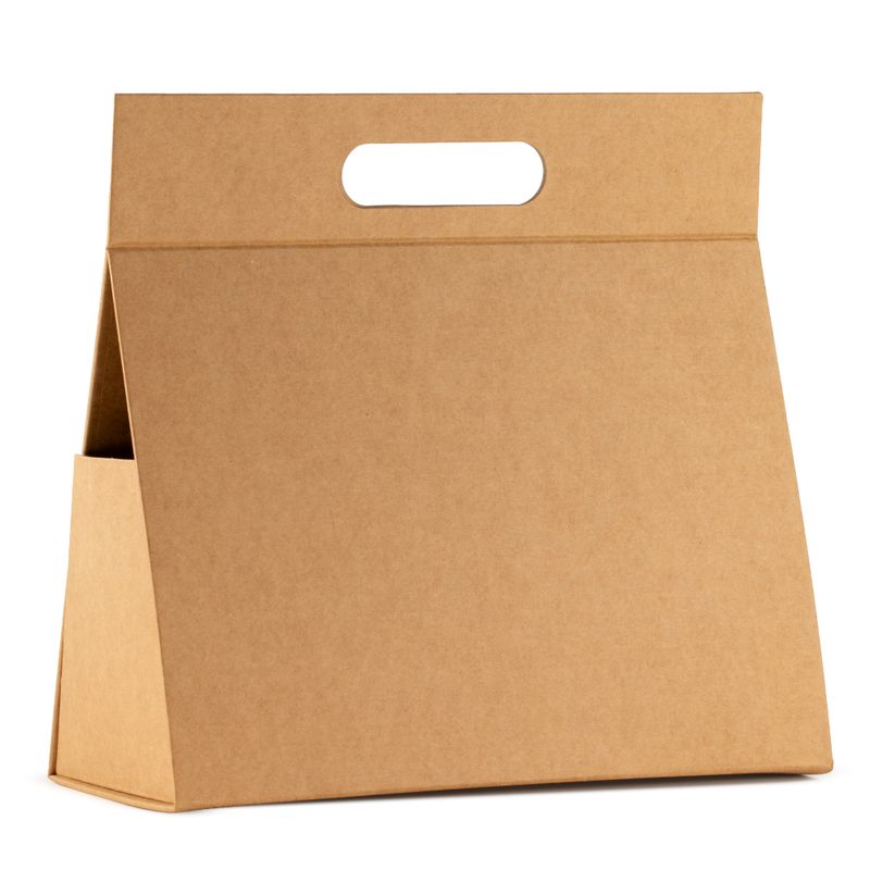 Flach verpackte Geschenkbox - Große Handbox  (28x12,5x26 cm) - Braun Craft