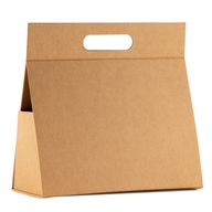 Flach verpackte Geschenkbox - Große Handbox  (28x12,5x26 cm) - Braun Craft